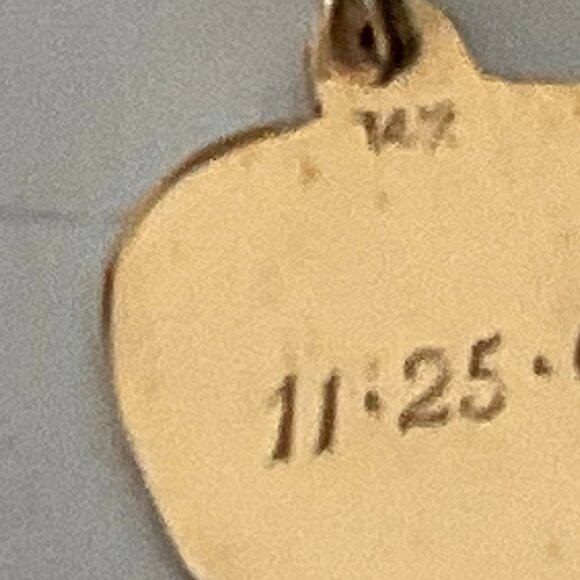 Vintage 14k solid gold monogramed heart pendant - Picture 5 of 6